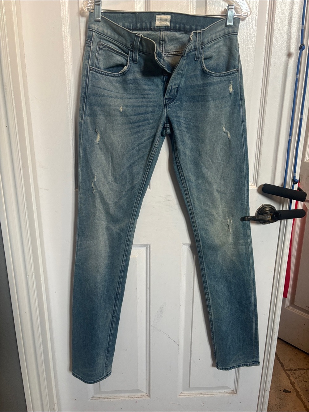 Hudson Jeans Men's Skinny Distressed Light Blue Wash
